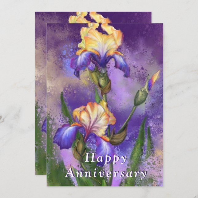 Happy Anniversary - Schöne Iris-Blume (Vorne/Hinten)