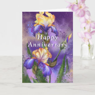 Happy Anniversary - Schöne Iris Blume Romantik Karte