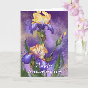 Happy Anniversary - Schönes Iris Blume Gemälde Karte