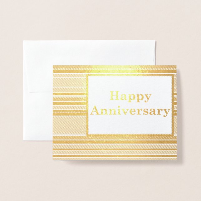 Happy Anniversary Stripes Folienkarte (Vorderseite mit Umschlag)