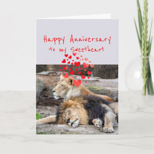 Happy Anniversary Sweet Romantic Lion Feiertagskarte