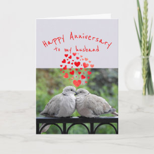 Happy Anniversary to my Husband Romantic Birds Feiertagskarte