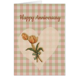 Happy Anniversary Tulips auf Country Gingham
