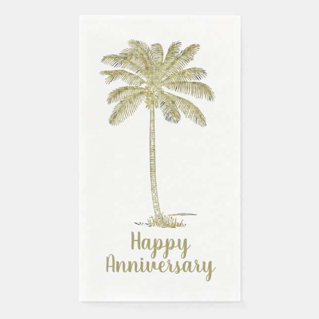 Happy Anniversary Vintag Look Coconut Palm Tree Serviette (Vorderseite)