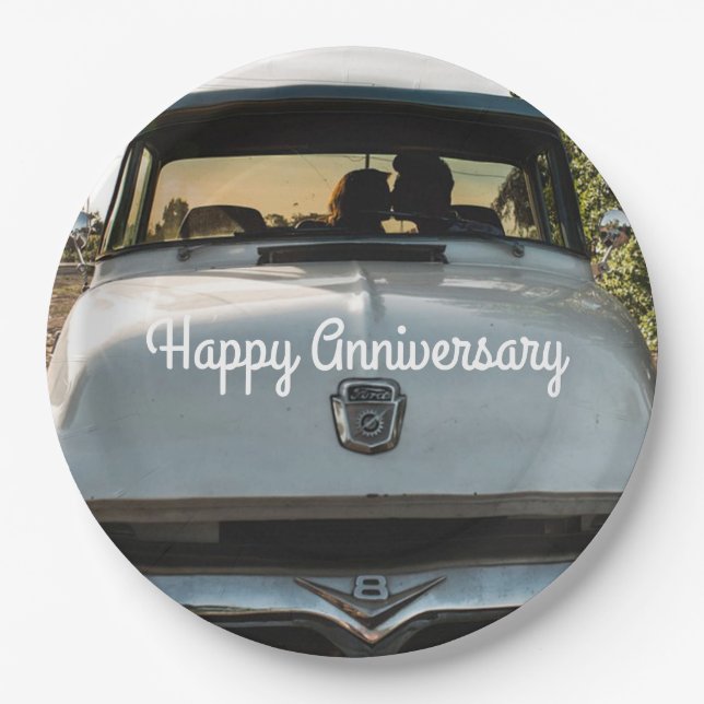 Happy Anniversary Vintagen Couple Teller (Vorderseite)