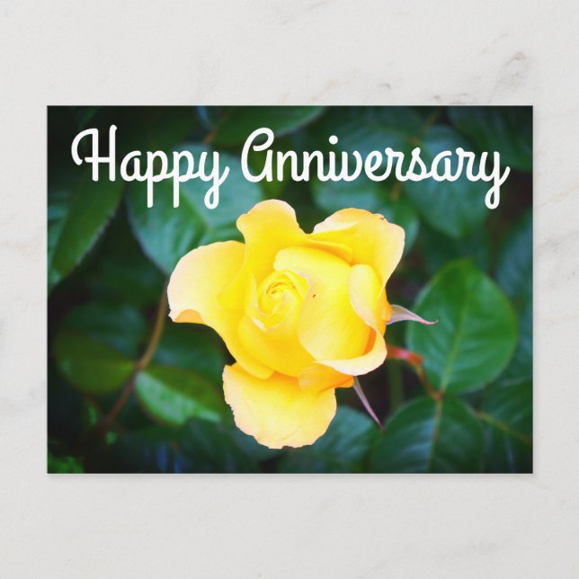 Happy Anniversary Walking auf Sunshine Rose #1 Postkarte (Vorderseite)