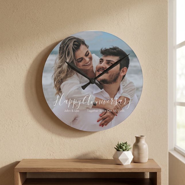 Happy Anniversary Wedding Acrylic Wall Clock Runde Wanduhr (Von Creator hochgeladen)