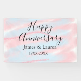 Happy anniversary wedding name date year pastel  banner