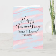 Happy anniversary wedding name date year pastel