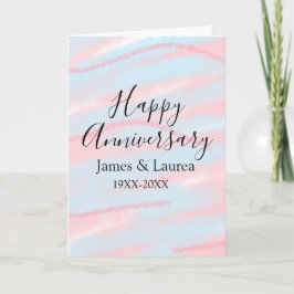Happy anniversary wedding name date year pastel  karte