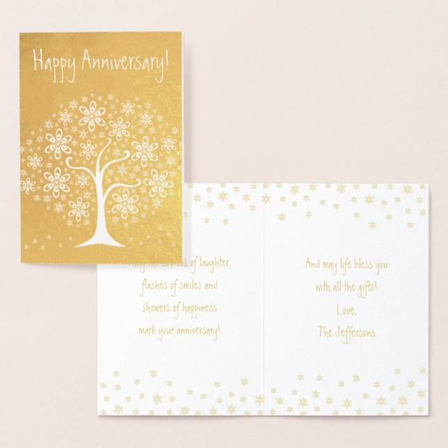 Happy Anniversary Whimsical Tree Blume Card Folienkarte (Anzeige)