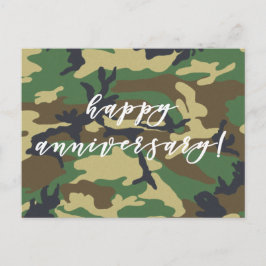 Happy Anniversary Woodland Military Camouflage Pri Postkarte