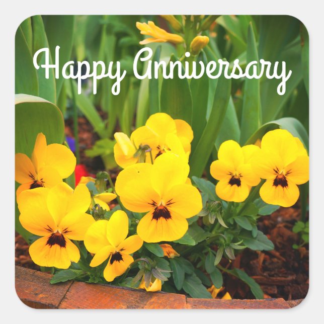 Happy Anniversary Yellow Pansy #1 Stickers (Vorderseite)