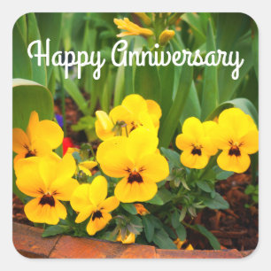 Happy Anniversary Yellow Pansy #1 Stickers