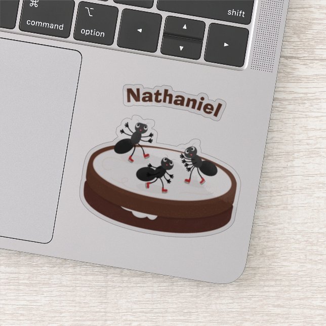 Happy ants Eis Skaten auf Keks Cartoon Aufkleber (Detail)
