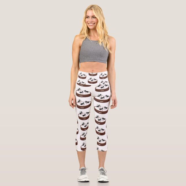 Happy ants Eis Skaten auf Keks Cartoon Capri Leggings (Vorderseite)