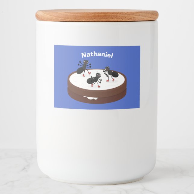 Happy ants Eis Skaten auf Keks Cartoon Lebensmitteletikett (Vorderseite)