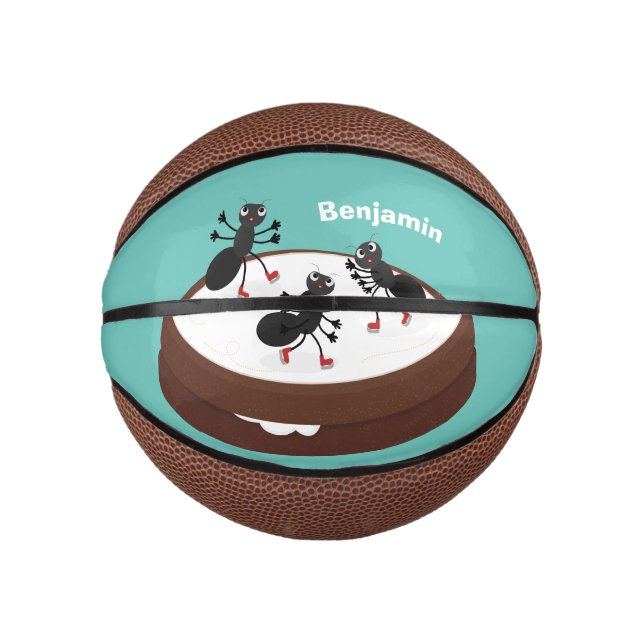 Happy ants Eis Skaten auf Keks Cartoon Mini Basketball (Vorderseite)