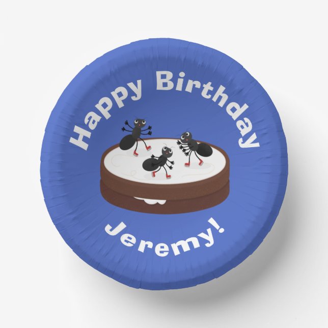 Happy ants Eis Skaten auf Keks Cartoon Pappteller (Vorderseite)