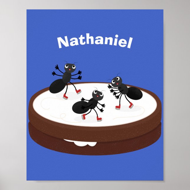 Happy ants Eis Skaten auf Keks Cartoon Poster (Vorne)