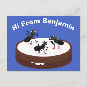 Happy ants Eis Skaten auf Keks Cartoon Postkarte