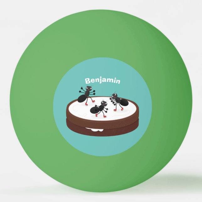Happy ants Eis Skaten auf Keks Cartoon Tischtennisball (Vorderseite)