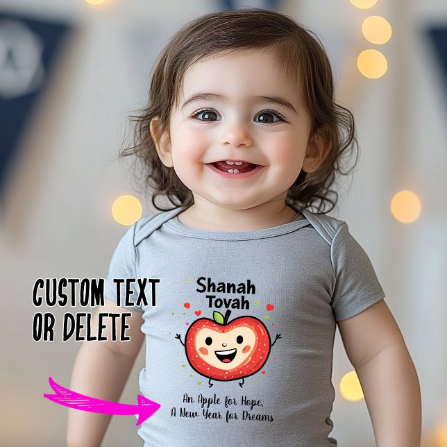 🍎 Happy Apple mit benutzerdefiniertem Text Baby Strampler (🍎Happy Apple Cheers with custom text Baby Bodysuit)