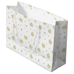 Happy Apples Muster - Große Geschenktasche Geschenktüte