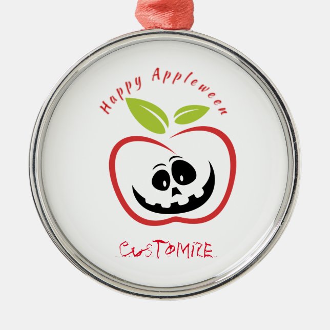 Happy Appleween Jack O'lantern Thunder_Cove Ornament Aus Metall (Vorne)