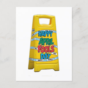 Happy april Narr Tag Plastik gelbes Zeichen Postkarte