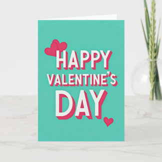 Happy Aqua Valentines 3D Hearts Card Karte