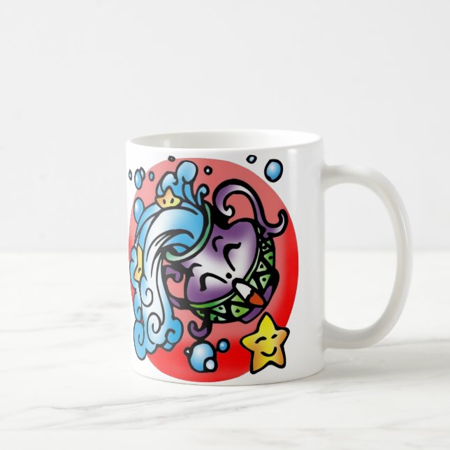 Happy Aquarius Lila Cartoon Vase Abwasser Tasse (Rechts)