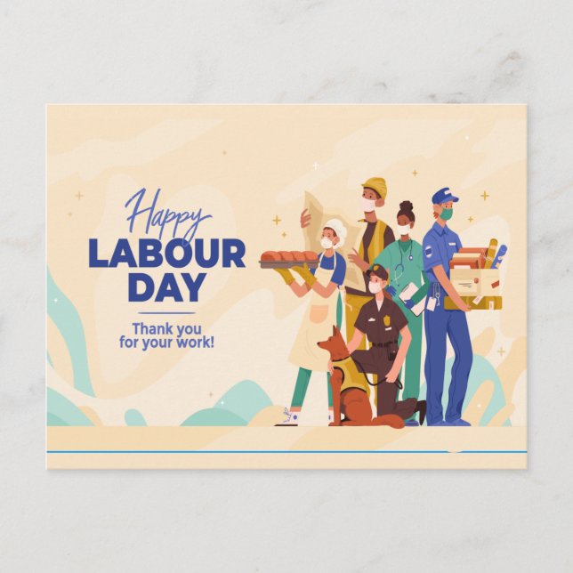 HAPPY ARBEITTAG ILLUSTRATION DESIGN Postkarte (Vorderseite)