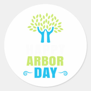 Happy Arbor Day Earth Day Recycelnd Umgebung Runder Aufkleber