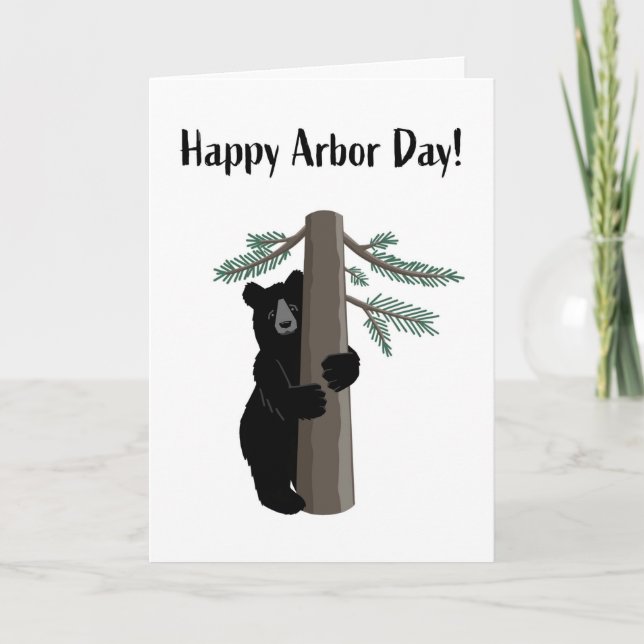 Happy Arbor Day Niedlich Black Bar Treger Karte (Vorderseite)
