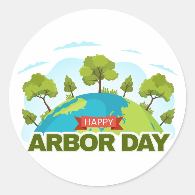 Happy Arbor Day Runder Aufkleber (Vorderseite)