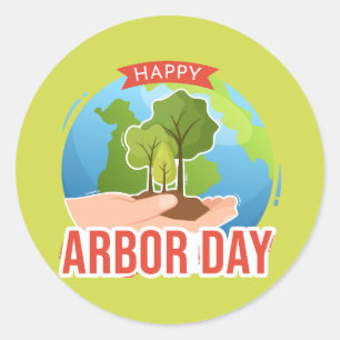 Happy Arbor Day Runder Aufkleber