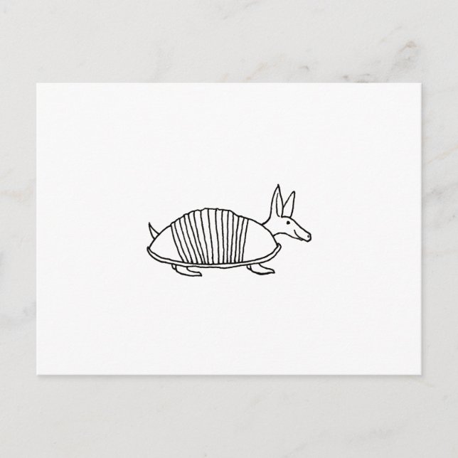 Happy Armadillo einzigartige whimsillo Linie zeich Postkarte (Vorderseite)