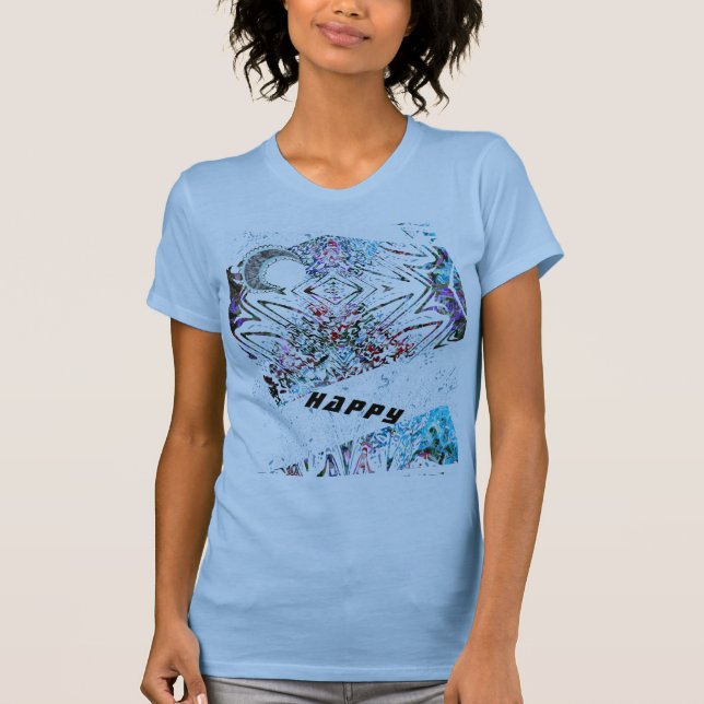 HAPPY Art T - Shirt ein Mond und moderne Muster (Vorderseite)