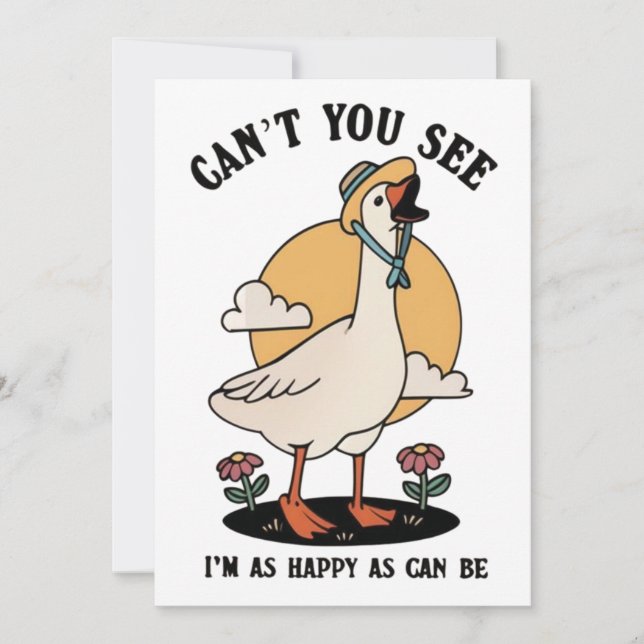 Happy as can be Niedlich glückliche Gans Dankeskarte (Vorderseite)
