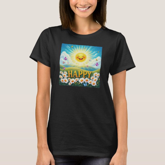 "HAPPY" ästhetisch ansprechendes Design T-Shirt (Vorderseite)
