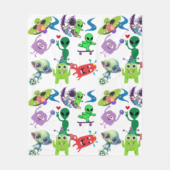 Happy Außerirdischen Rockin' Fleecedecke (Vorderseite)
