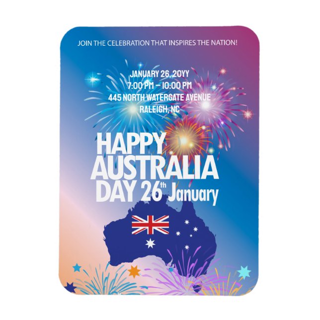 Happy Australia Day 26. Januar Feuerwerk Festival Magnet (Vertikal)