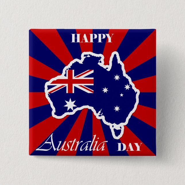 Happy Australia Day Australian Map Flag Button (Vorderseite)