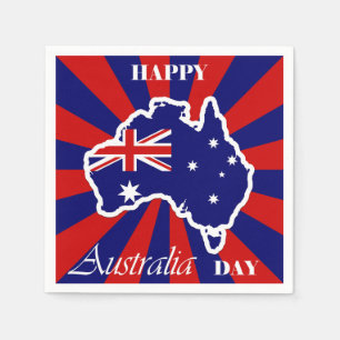 Happy Australia Day Australian Map Flag Serviette