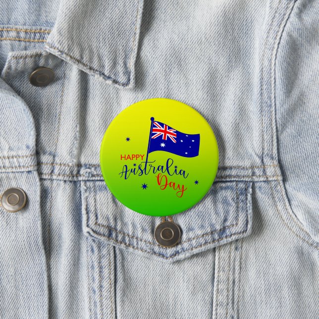 Happy Australia Day Flag Green Gold Abzeichen Button (Beispiel)