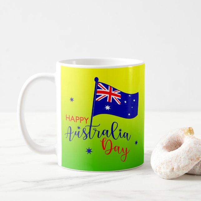 Happy Australia Day Flag Green Gold Kaffeetasse (Mit Donut)