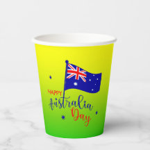 Happy Australia Day Flag Green Gold