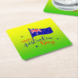 Happy Australia Day Flag Green Gold Rechteckiger Pappuntersetzer