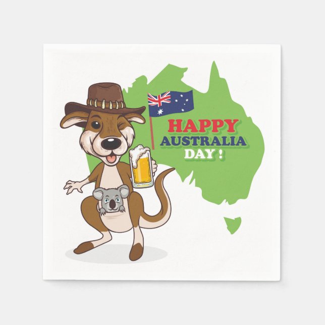 Happy Australia Day Kangaroo Koala Serviette (Vorderseite)